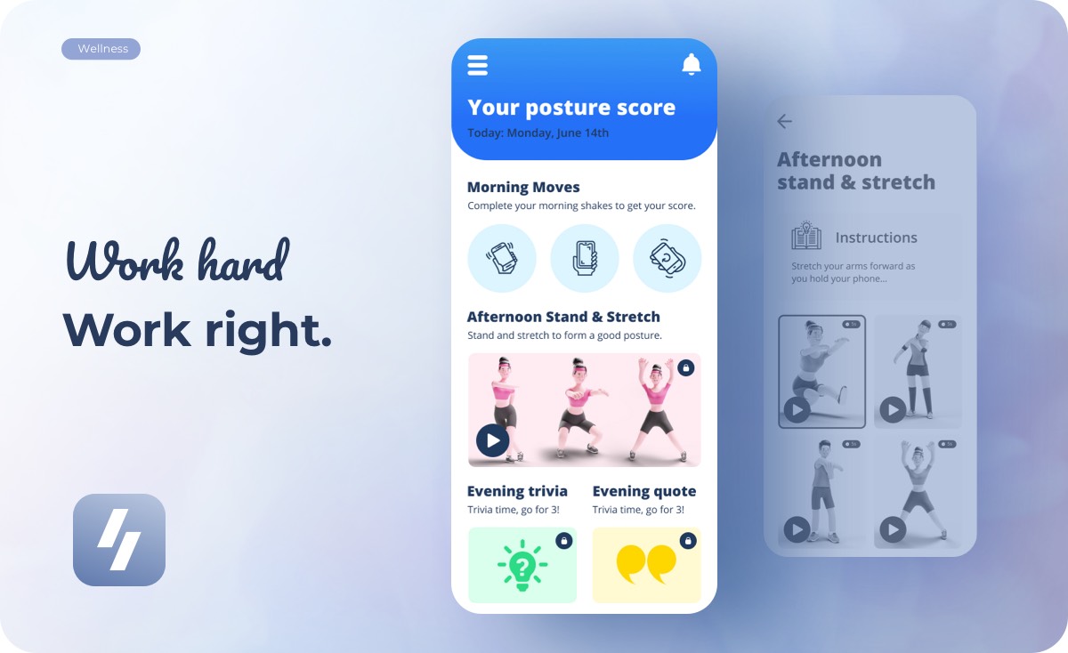Wellness posture mobile app